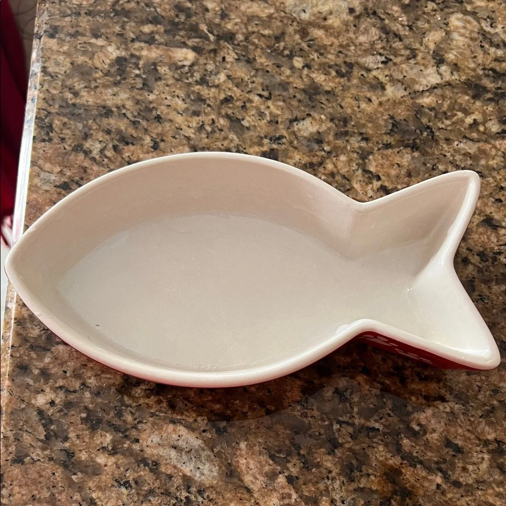 Red Cat-Shaped Christmas Bowl